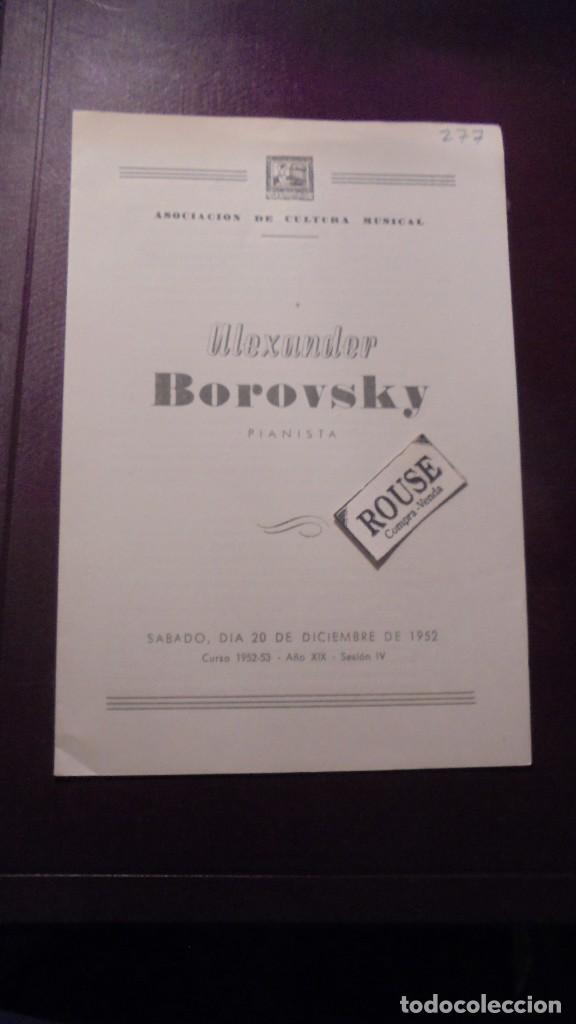 Cat&aacute;logos de M&uacute;sica: PROGRAMA DE MUSICA - ALEXANDER BOROVSKY pianista. 20 DICBR. 1952 ASOCIACION DE CULTURA MUSICAL - 4 P