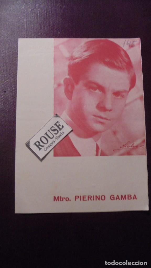 Cat&aacute;logos de M&uacute;sica: PROGRAMA DE MUSICA - MTRO. PIERINO GAMBA PALACIO DE LA MUSICA 1 NOV. 1950 - 4 PAG. 16X11,5 CM.