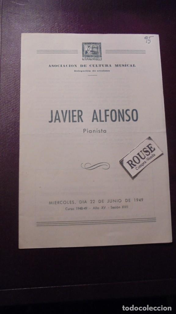 Cat&aacute;logos de M&uacute;sica: PROGRAMA DE MUSICA - JAVIER ALFONSO PIANISTA , ASOCIACION DE CULTURA MUSICAL 22JUNIO 1949