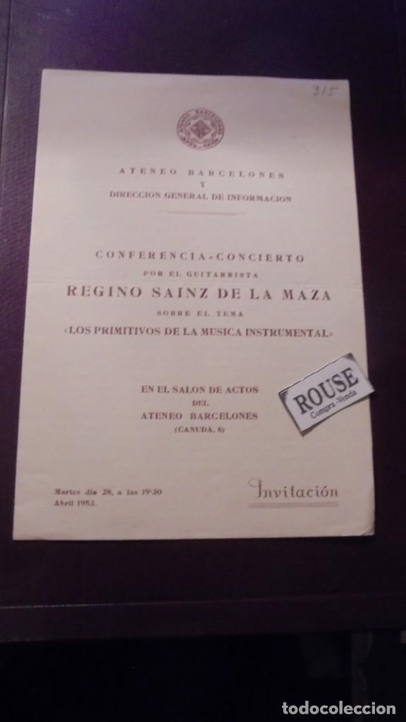 Cat&aacute;logos de M&uacute;sica: PROGRAMA DE MUSICA - CONFERENCIA-CONCIERTO POR EL GUITARRISTA REGINO SAINZ DE LA MAZA SOBRE EL TEMA