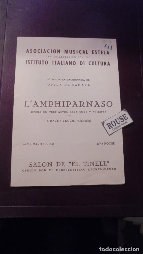 Cat&aacute;logos de M&uacute;sica: PROGRAMA DE MUSICA - 5&ordf; SESION L'AMPHIPARNASO OPERA EN TRES ACTOS PARA CORO Y SOLISTAS DE ORACIO VEC