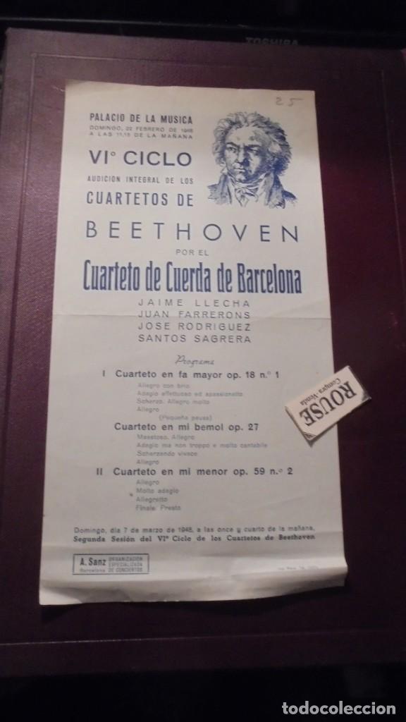 Cat&aacute;logos de M&uacute;sica: CARTEL / PROGRAMA MUSICA VI&ordm;CICLO AUDICION INTEGRAL DE LOS CUARTETOS DE BEETHOVEN POR EL CUARTETO DE