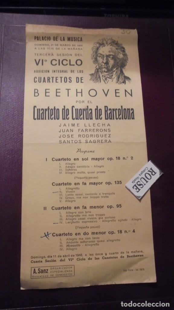 Cat&aacute;logos de M&uacute;sica: CARTEL / PROGRAMA MUSICA VI&ordm;CICLO AUDICION INTEGRAL DE LOS CUARTETOS DE BEETHOVEN POR EL CUARTETO DE