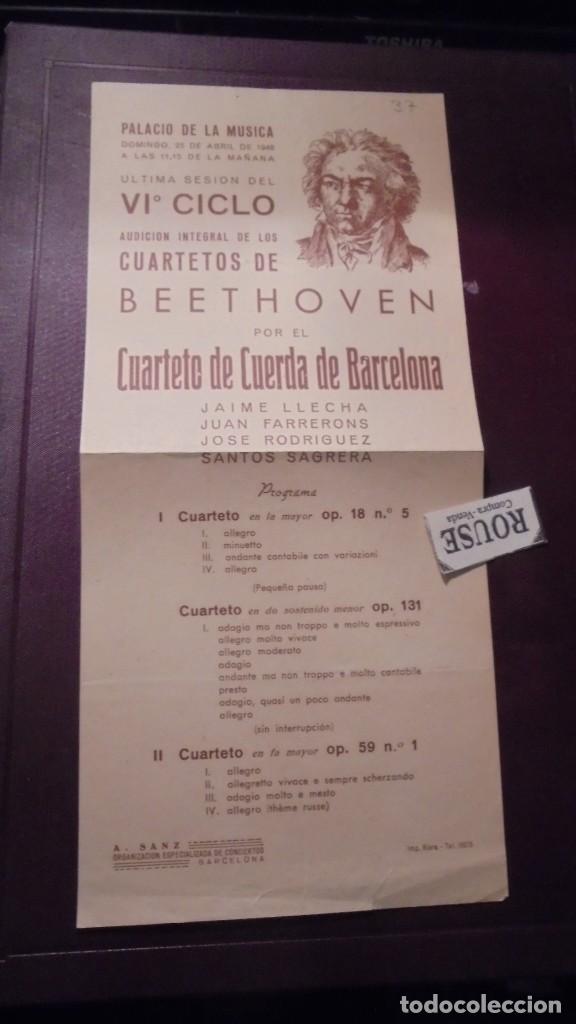 Cat&aacute;logos de M&uacute;sica: CARTEL / PROGRAMA MUSICA VI&ordm;CICLO AUDICION INTEGRAL DE LOS CUARTETOS DE BEETHOVEN POR EL CUARTETO DE