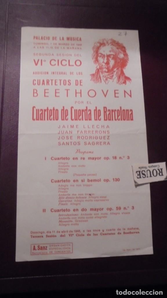 Cat&aacute;logos de M&uacute;sica: CARTEL / PROGRAMA MUSICA VI&ordm;CICLO AUDICION INTEGRAL DE LOS CUARTETOS DE BEETHOVEN POR EL CUARTETO DE