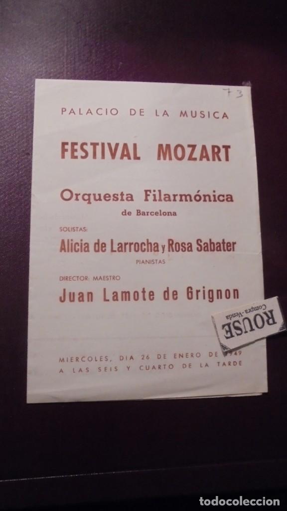 Cat&aacute;logos de M&uacute;sica: PROGRAMA DE MUSICA - FESTIVAL MOZART ORQUESTA FILARMONICA DE BARCELONA ALICIA DE LARROCHA Y ROSA SAB