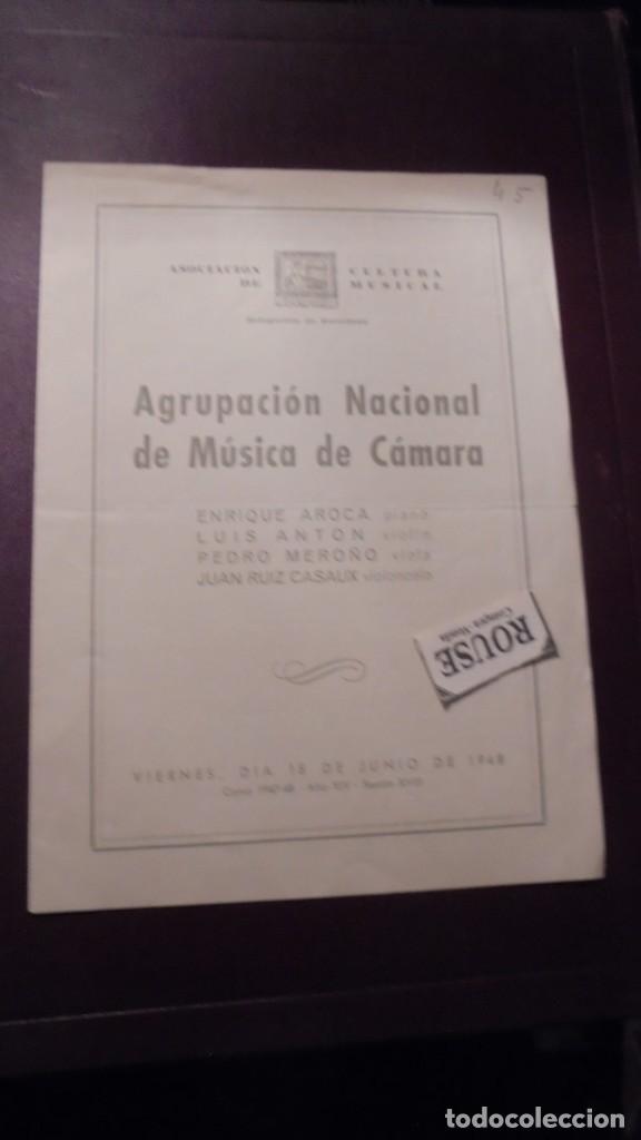 Catalogues de Musique: PROGRAMA DE MUSICA - AGRUPACION NACIONAL DE MUSICA DE C&Aacute;MARA , ASOCIACION DE CULTURA MUSICAL , 18 DE