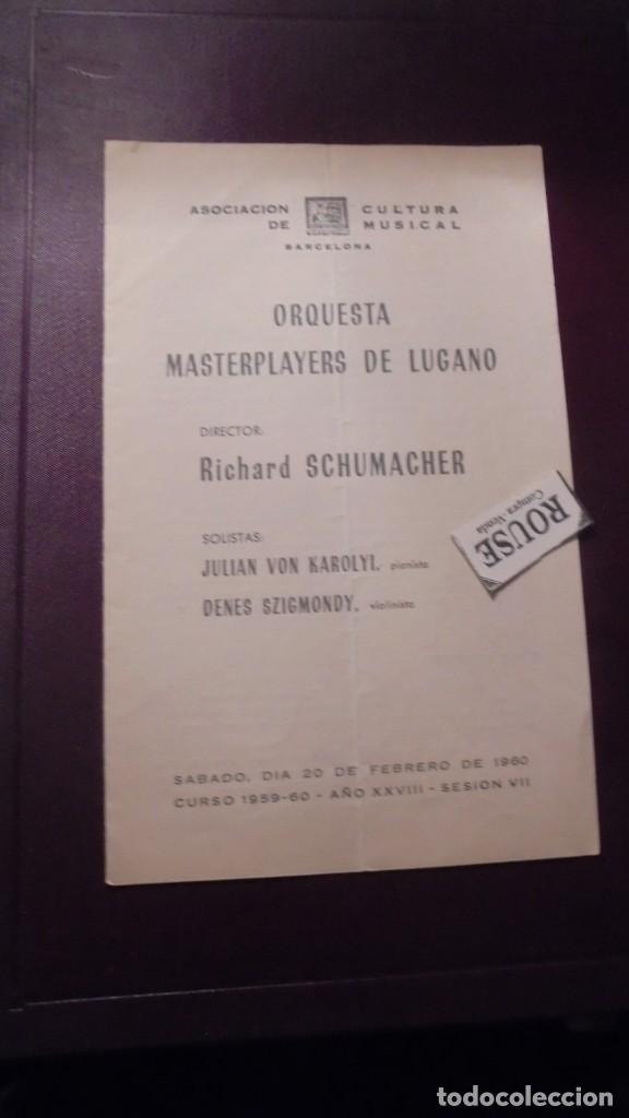 Cat&aacute;logos de M&uacute;sica: PROGRAMA DE MUSICA - ORCHESTA MASTERPLAYERS DE LUGANO DIR. RICHARD SCHUMACHER ASOCIACION DE CULTURA