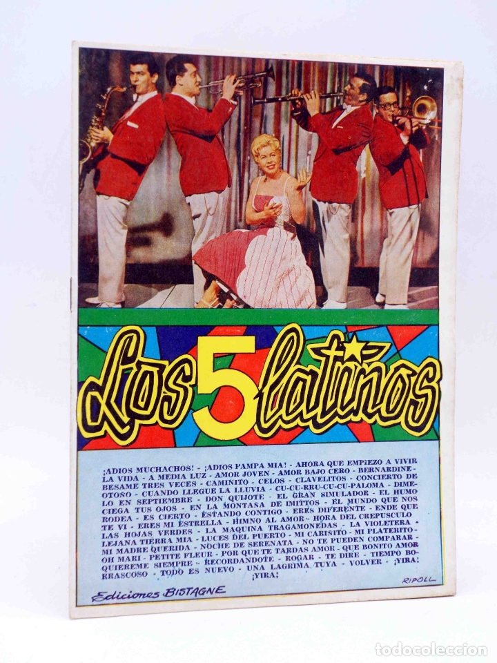 Cat&aacute;logos de M&uacute;sica: CANCIONERO. LOS 5 CINCO LATINOS. GRANDES EXITOS EN FONTANA. Bistagne, 1961