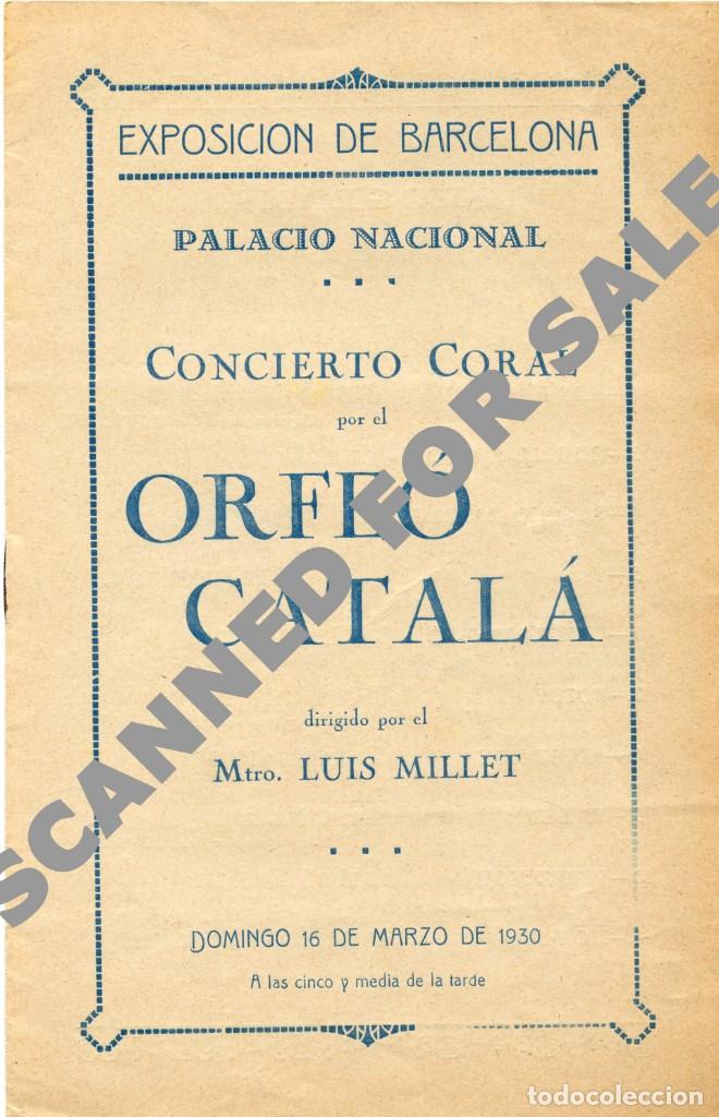 Cat&aacute;logos de m&uacute;sica: Programa del ORFE&Oacute; CATAL&Aacute;, 1930. - Foto 1