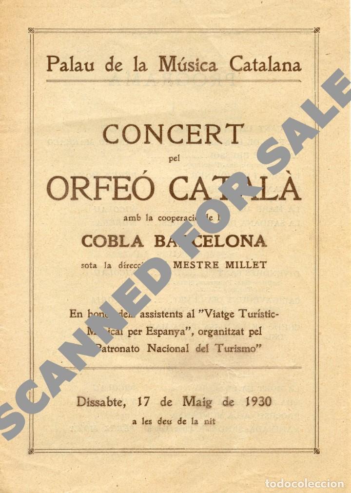 Cat&aacute;logos de m&uacute;sica: Programa de concert pel ORFE&Oacute; CATAL&Aacute;. 1930. - Foto 1
