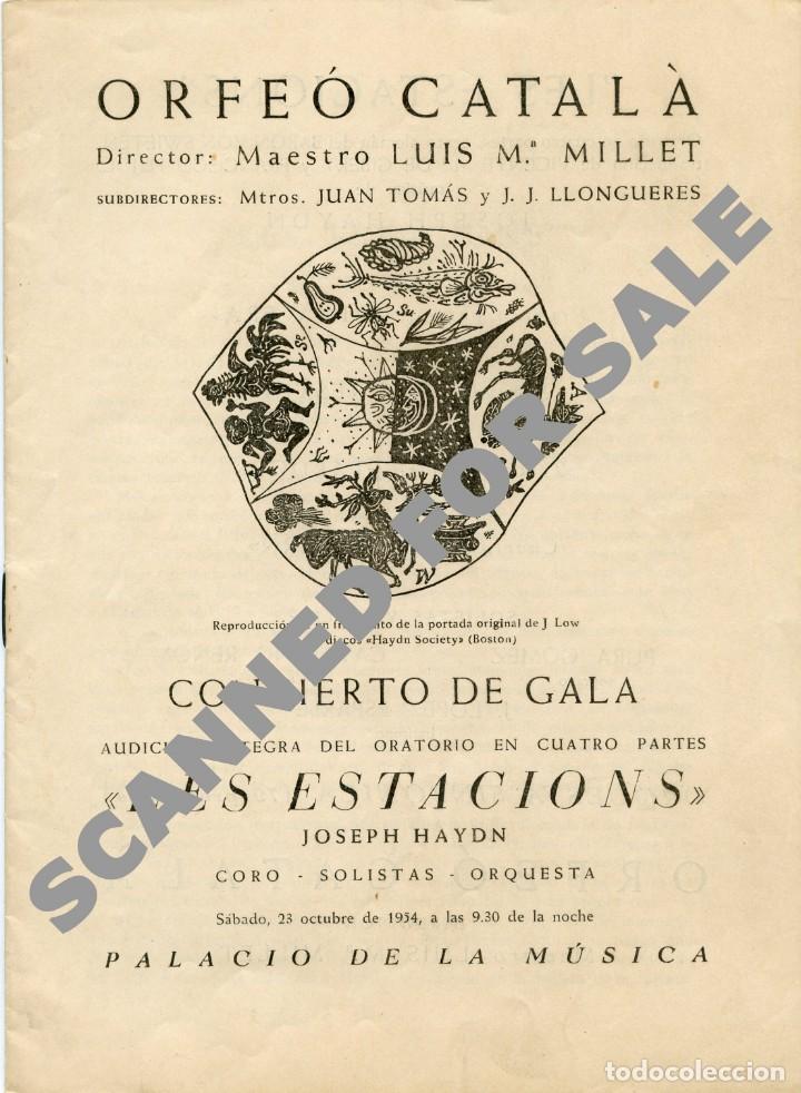 Cat&aacute;logos de m&uacute;sica: Programa del concierto de gala lORFE&Oacute; CATAL&Aacute;. 1954. - Foto 1