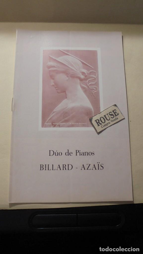 Cat&aacute;logos de M&uacute;sica: ANTIGUO PROGRAMA D&Uacute;O DE PIANOS BILLARD - AZAIS  PALACIO DE LA MUSICA , CURSO