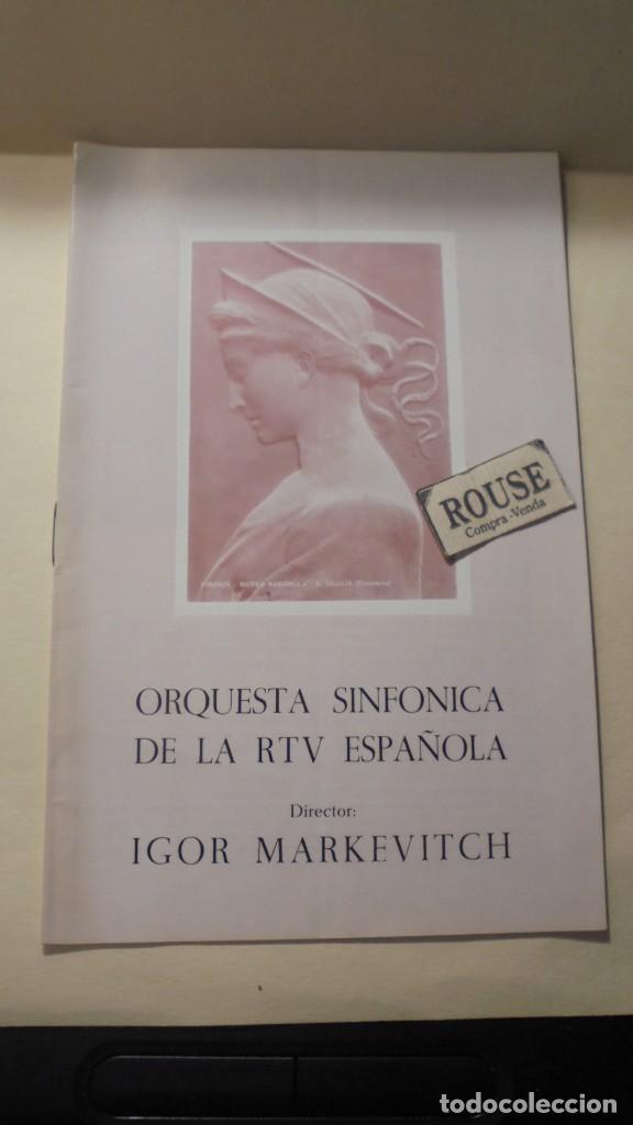 Cat&aacute;logos de M&uacute;sica: ANTIGUO PROGRAMA ORQUESTA SINFONICA DE RTV DIRT. IGOR MARKEVITCH  PALACIO DE LA MUSICA , CURSO
