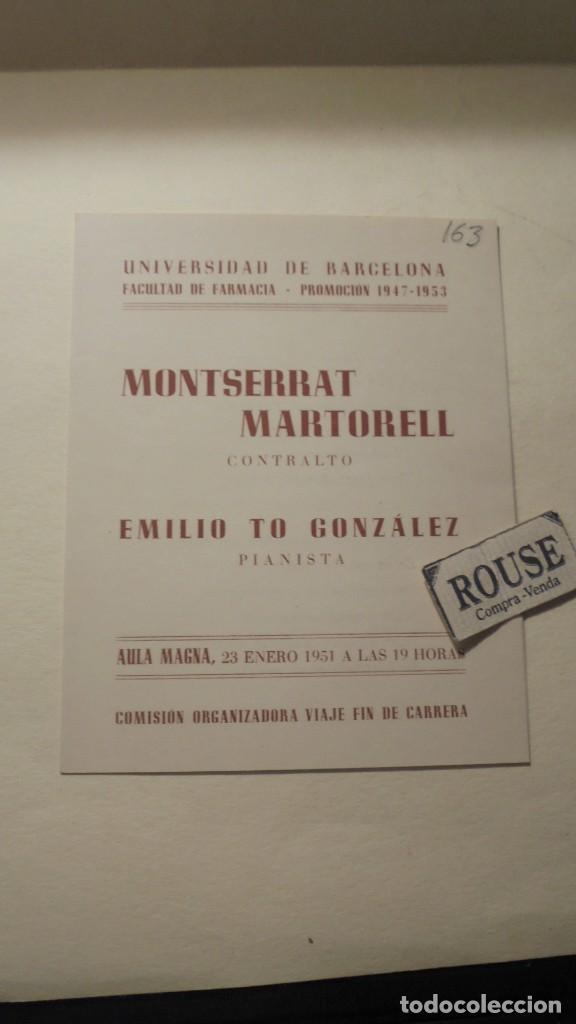 Cat&aacute;logos de M&uacute;sica: PROGRAMA UNIVERSIDAD DE BARCELONA MONTSERRAT MARTORELL CONTRALTO EMILIO TO GONZALEZ PIANISTA 1951