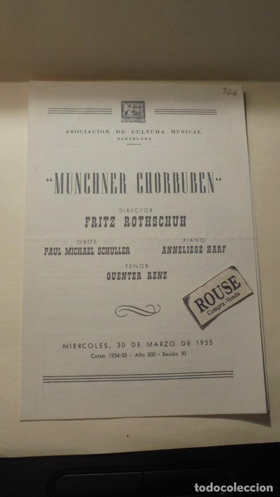 Cat&aacute;logos de M&uacute;sica: PROGRAMA - MUNCHNER CHORBUBEN , FRITZ ROTHSCHUH PAUL MICHAEL SCHULLER ANNELIESE HARF, GUNTER RENZ
