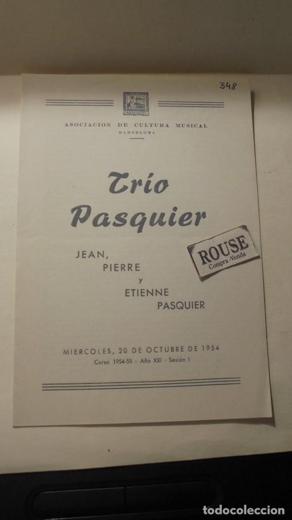 Cat&aacute;logos de M&uacute;sica: PROGRAMA - TRIO PASQUIER , JEAN , PIERRE, Y ETIENNE PASQUIER
