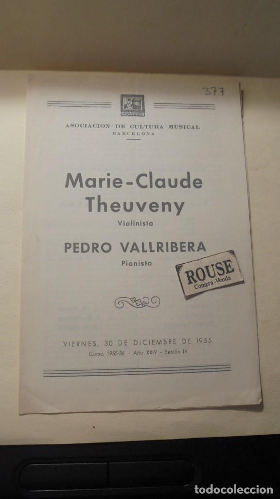 Cat&aacute;logos de M&uacute;sica: PROGRAMA - MARIE-CLAUDE THEUVENY VIOLINISTA PEDRO VALLRIBERA PIANISTA