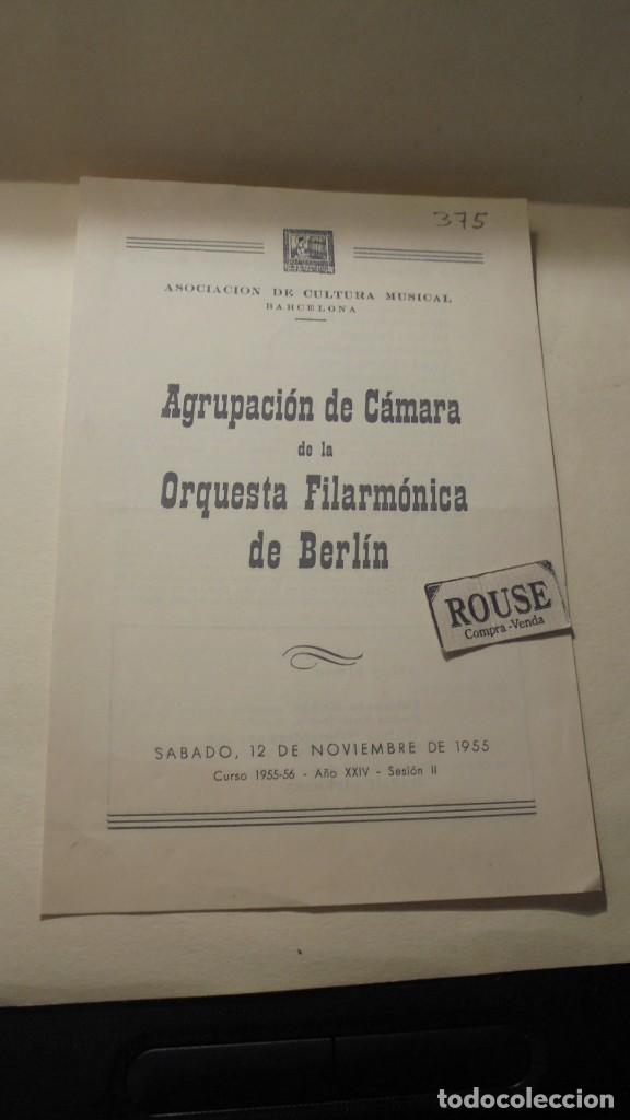 Cat&aacute;logos de M&uacute;sica: PROGRAMA - AGRUPACION DE C&Aacute;MARA DE LA FILARMONICA DE BERLIN
