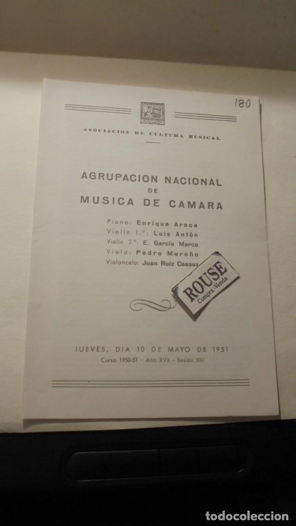 Cat&aacute;logos de M&uacute;sica: PROGRAMA - AGRUPACION NACIONAL DE MUSICA DE CAMARA , ENRIQUE AROCA, LUIS ANTON , E, GARCIA MARCO ,