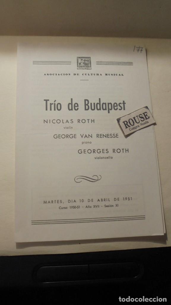 Cat&aacute;logos de M&uacute;sica: PROGRAMA - TRIO DE BUDAPEST , NICOLAS ROTH GEORGE VAN RENESSE, GEORGES ROTH