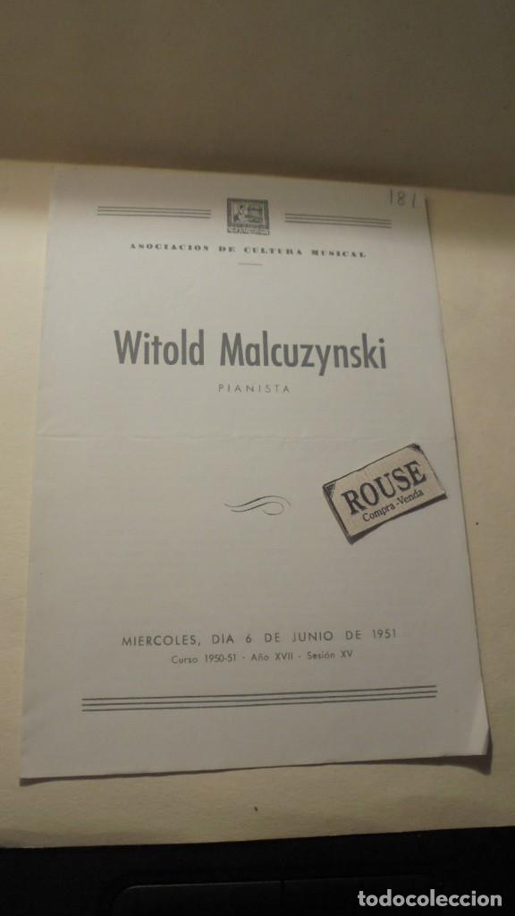 Cat&aacute;logos de M&uacute;sica: PROGRAMA - WITOLD MALCUZYNSKI PIANISTA