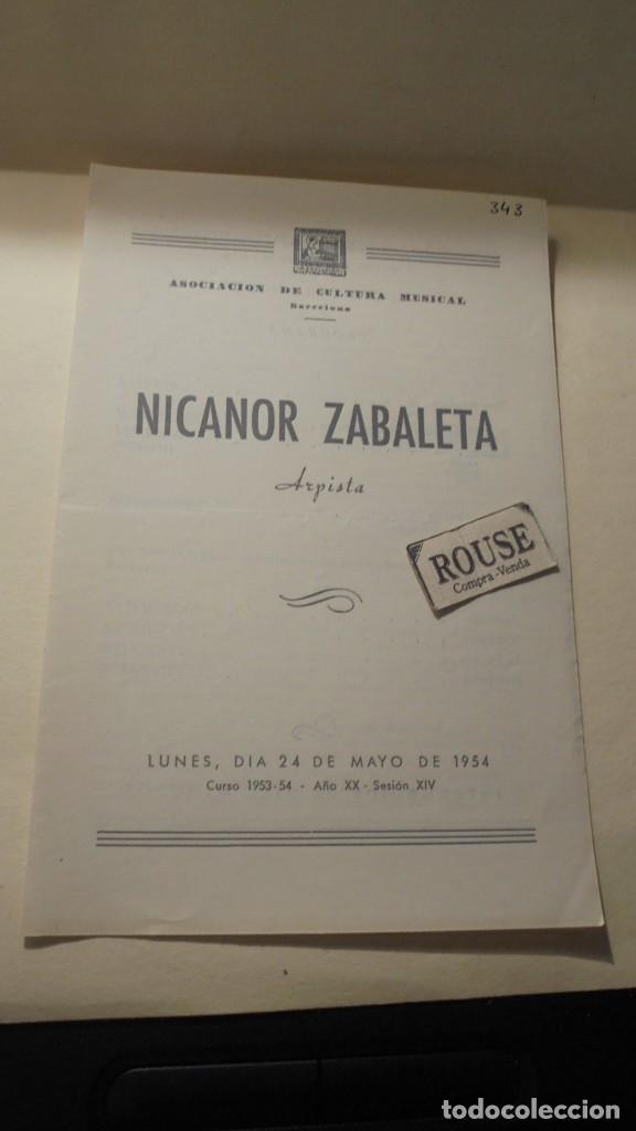 Cat&aacute;logos de m&uacute;sica: PROGRAMA  - NICANOR ZABALETA , ARPISTA - Foto 1