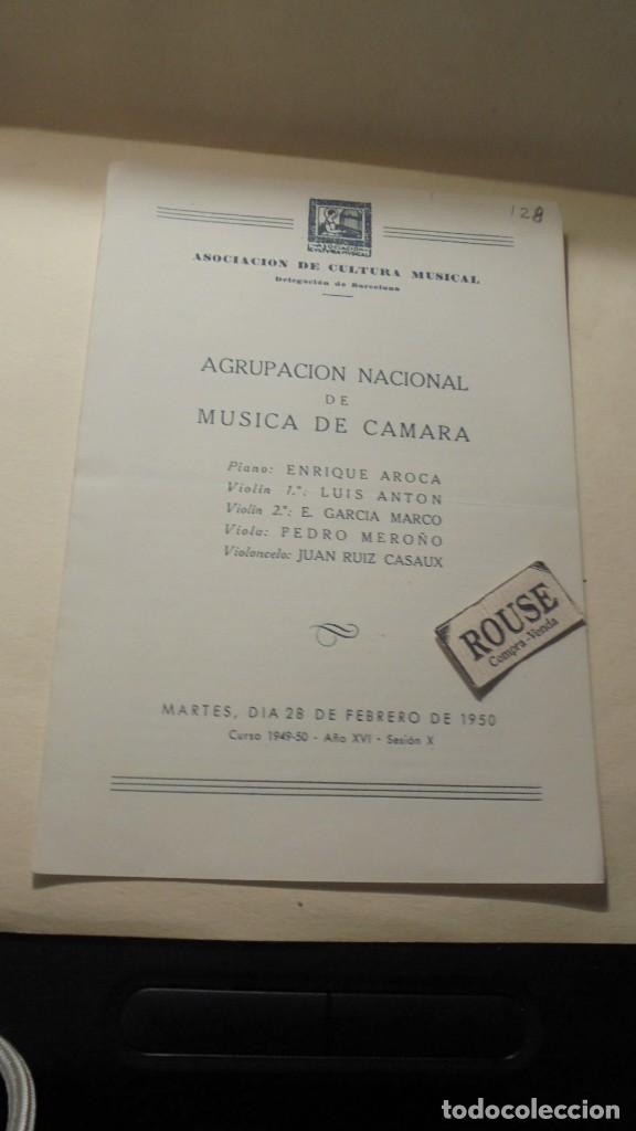 Cat&aacute;logos de M&uacute;sica: PROGRAMA DE MUSICA AGRUPACION DE MUSICA DE CAMARA , ENRIQUE AROCA, LUIS ANTON, E. GARCIA MARCO, PEDR