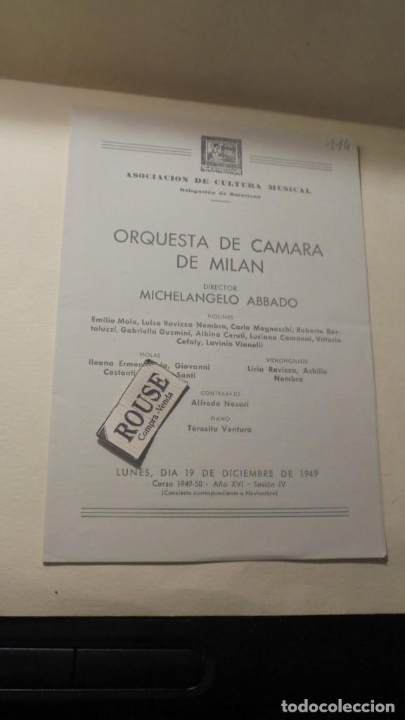 Cat&aacute;logos de M&uacute;sica: PROGRAMA MUSICA - ORQUESTA DE CAMARA DE MILAN , MICHELANGELO ABBADO