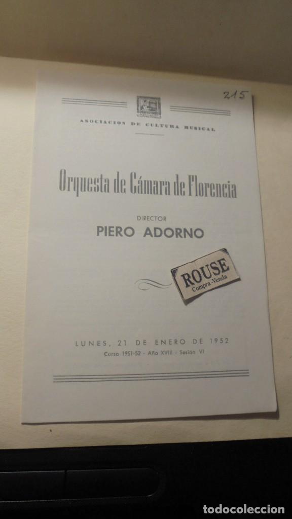Cat&aacute;logos de M&uacute;sica: PROGRAMA MUSICA - ORQUESTA DE CAMARA DE FLORENCIA director PIERO ADORNO