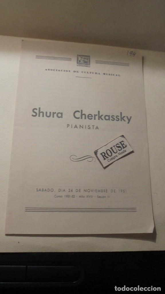 Cat&aacute;logos de M&uacute;sica: PROGRAMA MUSICA - SHURA CHERKAQSSKY pianista