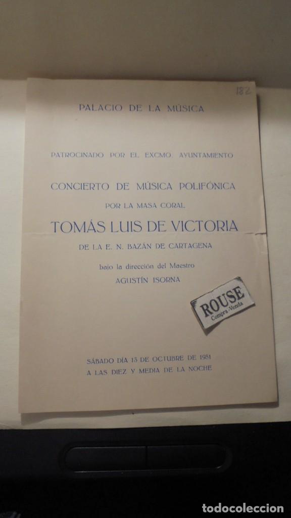 Catalogues de Musique: PROGRAMA DE MUSICA - PALACIO DE LA MUSICA CONCIERTO DE MUSICA POLIF&Oacute;NICA POR LA MASA CORAL TOM&Aacute;S LUI