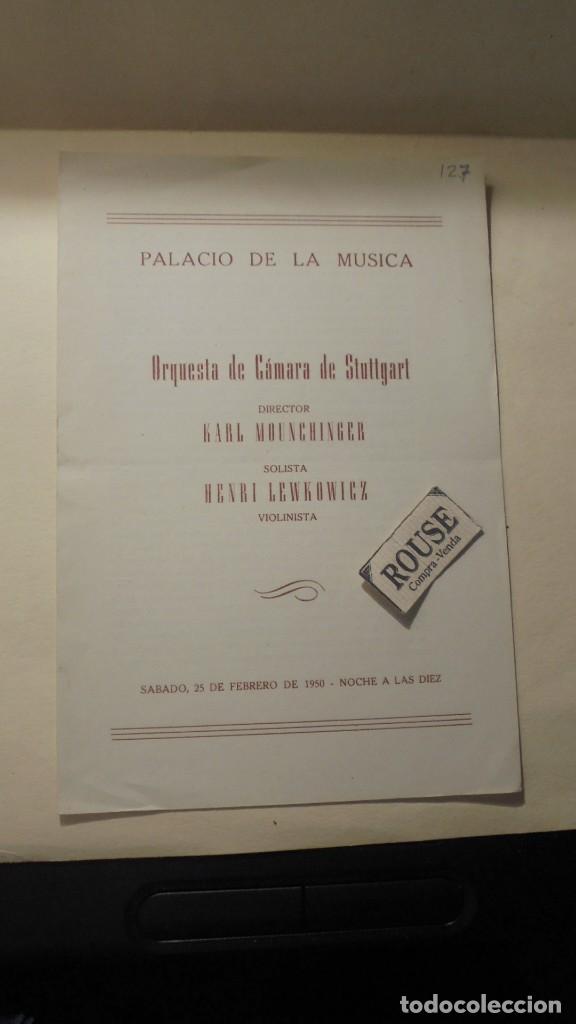 Catalogues de Musique: PROGRAMA DE MUSICA - PALACIO DE LA MUSICA ORQUESTA DE C&Aacute;MARA DE STUTTGART KARL MOUNCHINGER , HENRI L