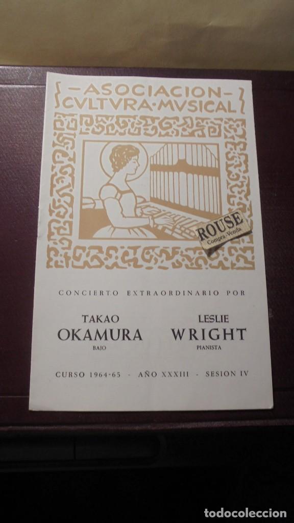Catalogues de Musique: PROGRAMA DE MUSICA - TAKAO OKAMURA bajo LESLIE WRIGHT pianista