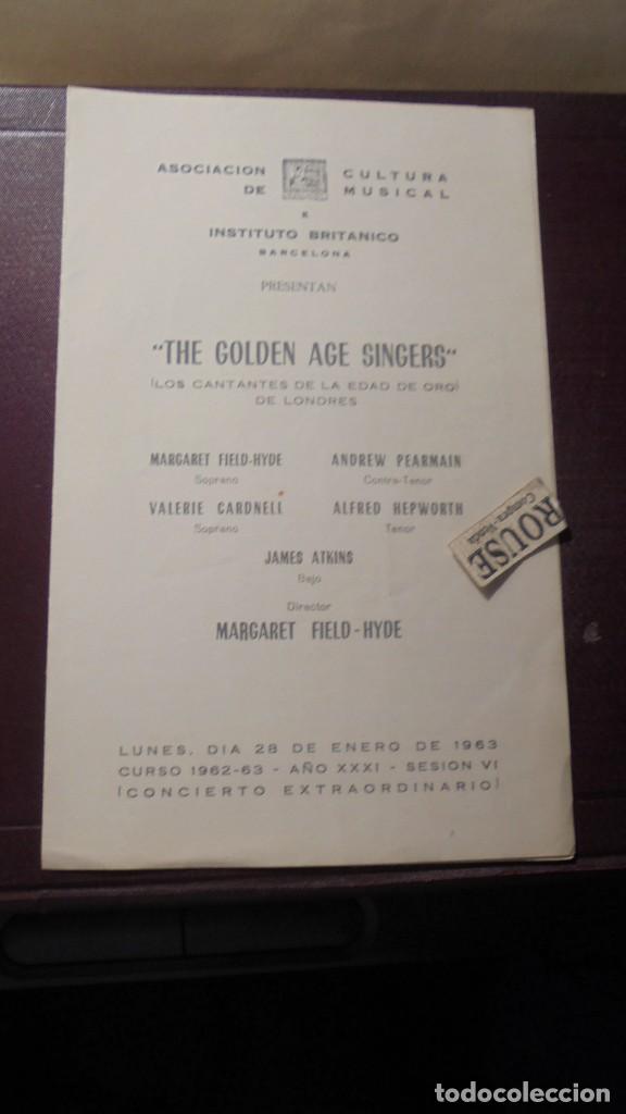 Catalogues de Musique: PROGRAMA DE MUSICA - ''THE GOLDEN AGE SINGERS'' director MARGARET FIELD -HYDE
