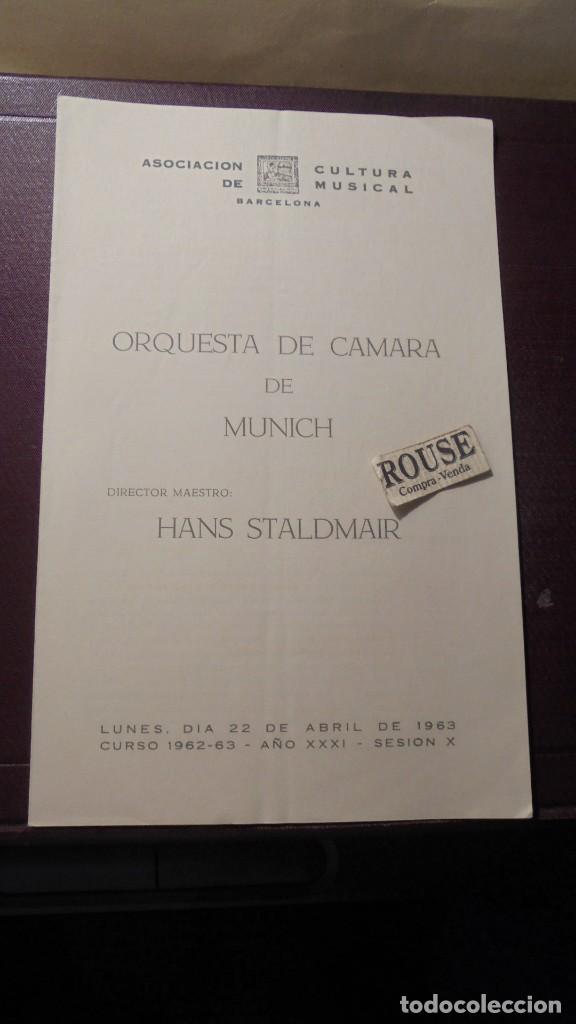 Catalogues de Musique: PROGRAMA DE MUSICA - ORQUESTA DE CAMARA DE MUNICH - HANS STALDMAIR  director