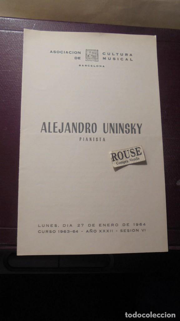 Catalogues de Musique: PROGRAMA DE MUSICA - ALEJANDRO UNINSKY pianista