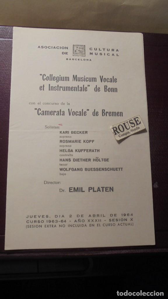 Catalogues de Musique: PROGRAMA DE MUSICA - ''COLLEGIUM MUSICUM VOCALE ET INSTRUMENTALE ''DE BONN