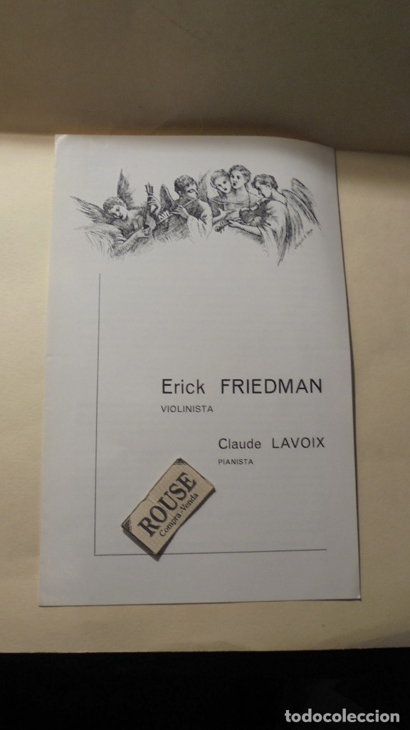 Catalogues de Musique: PROGRAMA DE MUSICA PALACIO DE LA MUSICA - ERICK FRIEDMAN violinista CLAUDE LAVOIX pianista .