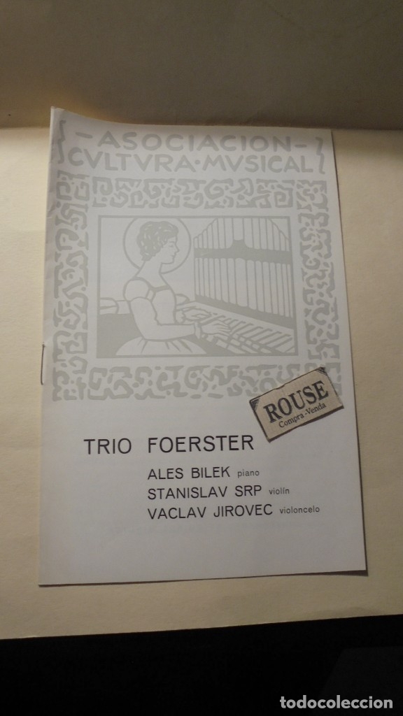 Cat&aacute;logos de M&uacute;sica: PROGRAMA DE MUSICA PALACIO DE LA MUSICA - TRIO FOERSTER , ALES BILEK piano STANISLAV SRP violin VACL