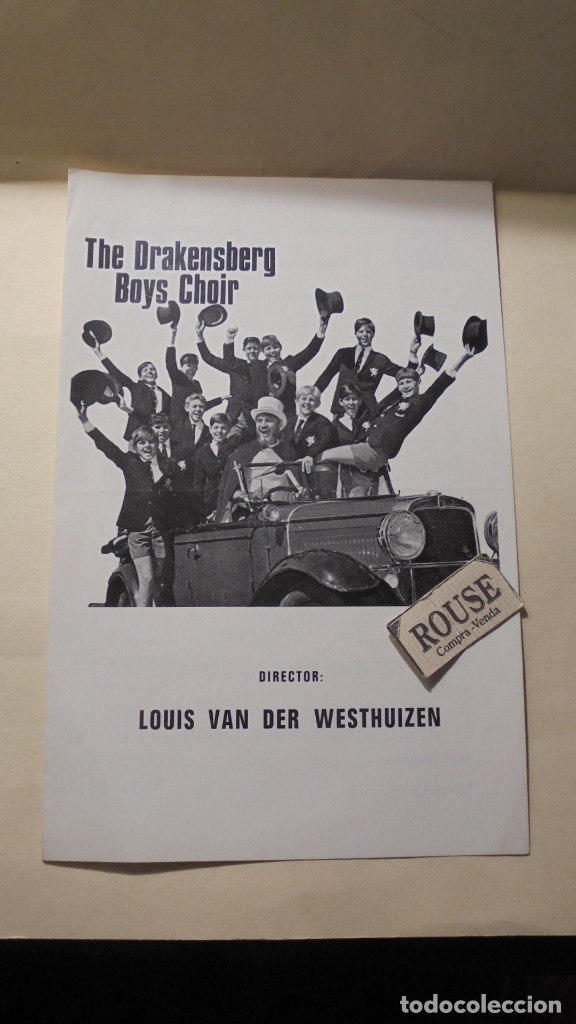 Catalogues de Musique: PROGRAMA DE MUSICA PALACIO DE LA MUSICA - THE DRAKENSBERG BOYS CHOIR dirt. LOUIS VAN DER WESTHUIZEN