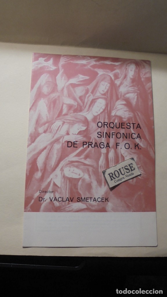 Catalogues de Musique: PROGRAMA DE MUSICA PALACIO DE LA MUSICA - ORQUESTA SINFONICA DE PRAGA F.O.K. direct. Dr. VACLAV SMET