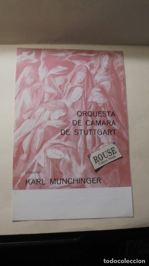 Catalogues de Musique: PROGRAMA DE MUSICA PALACIO DE LA MUSICA - ORQUESTA DE CAMARA DE STUTTGART diret. KARL MUNCHINGER