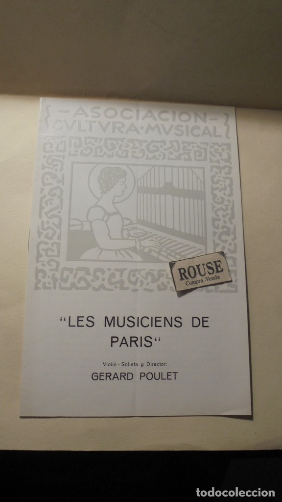 Cat&aacute;logos de M&uacute;sica: PROGRAMA DE MUSICA PALACIO DE LA MUSICA - ''LES MUSICIENS DE PARIS''violin-solista y director GERARD