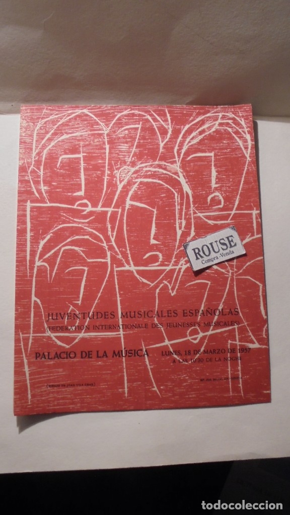 Catalogues de Musique: PROGRAMA DE MUSICA - PALACIO DE LA MUSICA JUVENTUDES MUSICALES ESPA&Ntilde;OLAS FEDERATION INTERNATIONALE