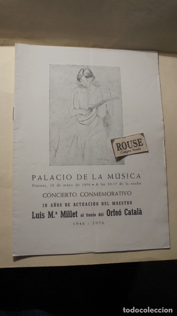 Catalogues de Musique: PROGRAMA DE MUSICA  PALACIO DE LA MUSICA 18 MAYO 1956 CONCIERTO CONMEMORATIVO 10 A&Ntilde;OS DE ACTUACION