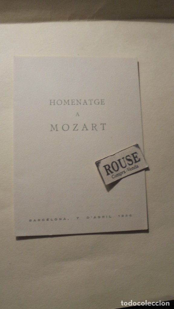 Catalogues de Musique: programade musica . HOMENATGE A MOZART 7 ABRIL 1956 EN ELDOMICILI DELS SRS ROCHA-BARRAL