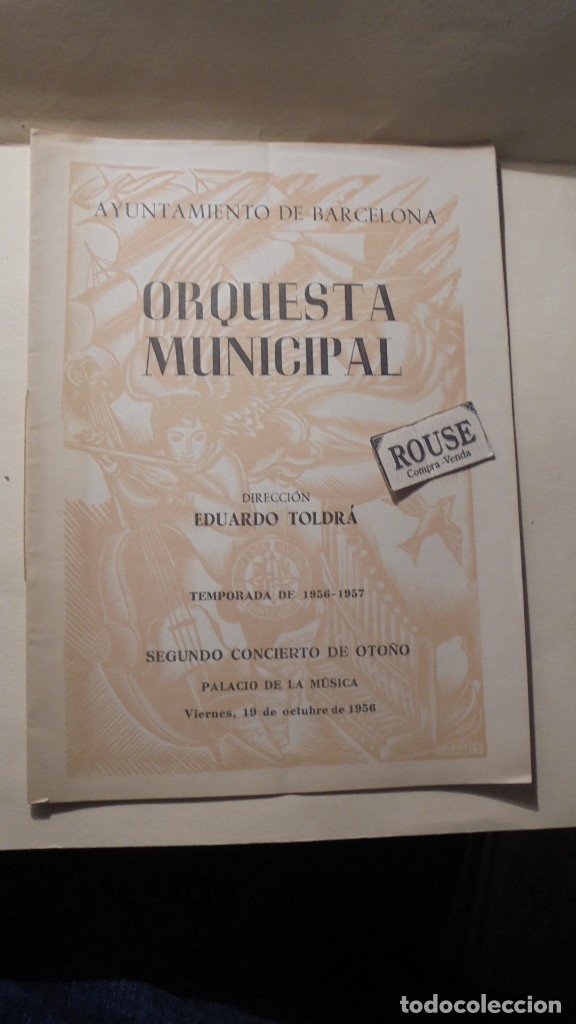 Cataloghi di Musica: programade musica - PALACIO DE LA MUSICA  ORQUESTA MUNICIPAL DIREC. EDUARDO TOLDR&Aacute; TEMPORADA 1956-57