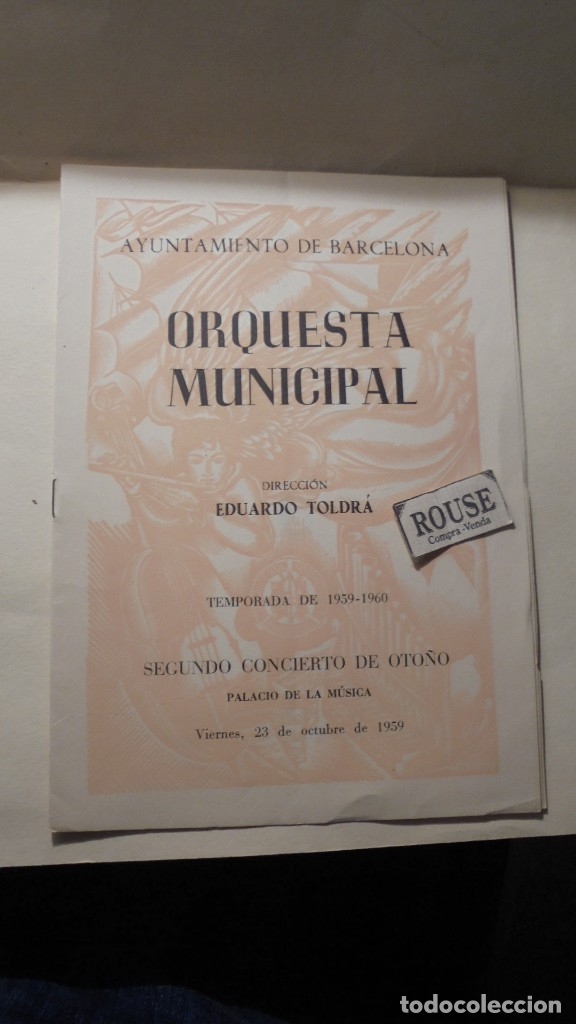 Cataloghi di Musica: programade musica - PALACIO DE LA MUSICA ORQUESTA MUNICIPAL DIREC. EDUARDO TOLDR&Aacute; TEMPORADA 1959-60