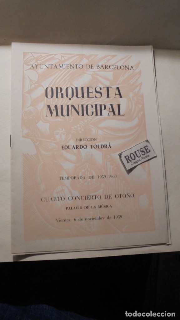 Cataloghi di Musica: programade musica - PALACIO DE LA MUSICA ORQUESTA MUNICIPAL DIREC. EDUARDO TOLDR&Aacute; TEMPORADA 1959-60